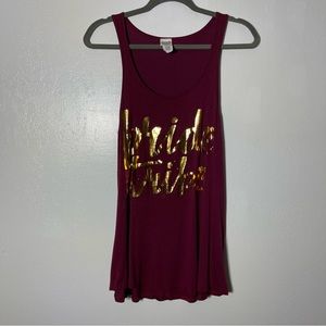 Colorbear, Bride Tribe Tank Top. Size Large. Maroon and Gold Excellent condition